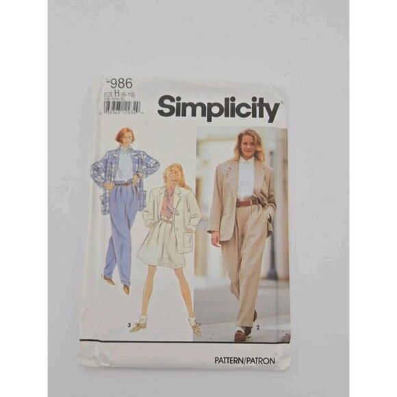 Simplicity Pattern Y2K 7986 Misses Pants Jacket Suit 19 Pcs Size 6 8 10 H VTG 90 - Picture 1 of 8